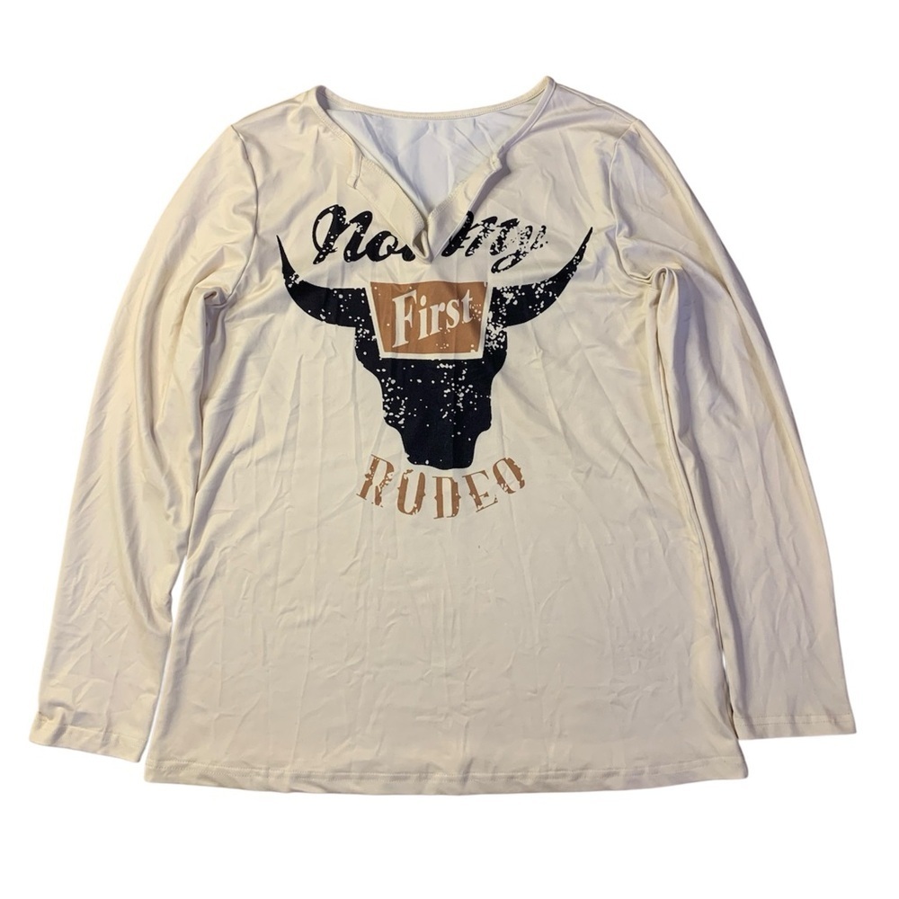 Not My First Rodeo Long Sleeve Graphic Tee | Cream | Small